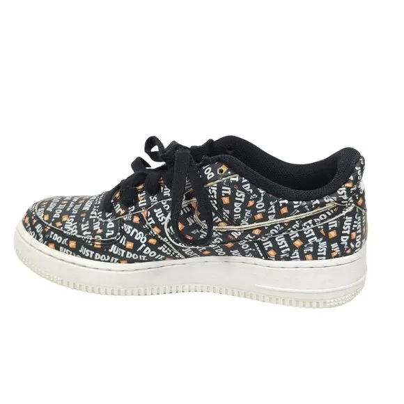 Nike Just Do It Air Force 1 Sneakers Kids Size 6.5 Youth AO3977 Black White Logo