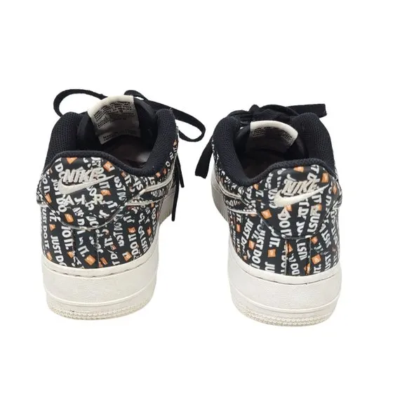 Nike Just Do It Air Force 1 Sneakers Kids Size 6.5 Youth AO3977 Black White Logo