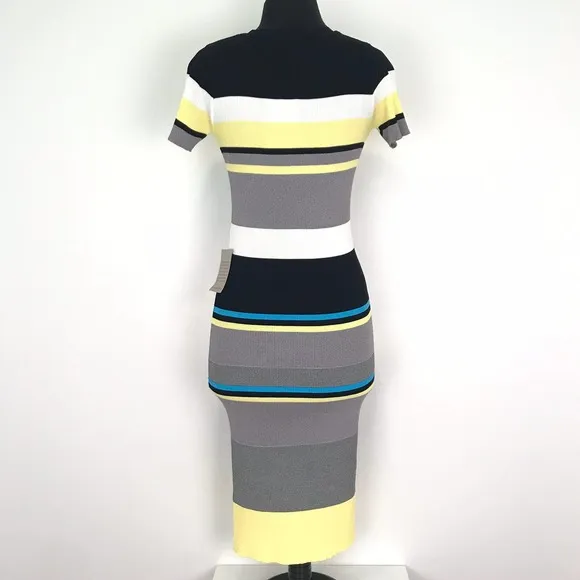 NWT Chelsea 28 Multi Stripe Sweater Body Con Dress