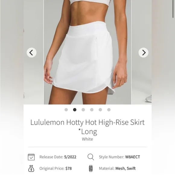 NWT Lululemon Hotty Hot HR Skirt In White Size 2 Long