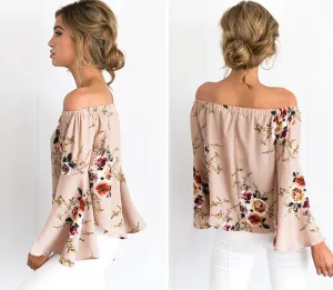Off shoulder chiffon blouse shirt