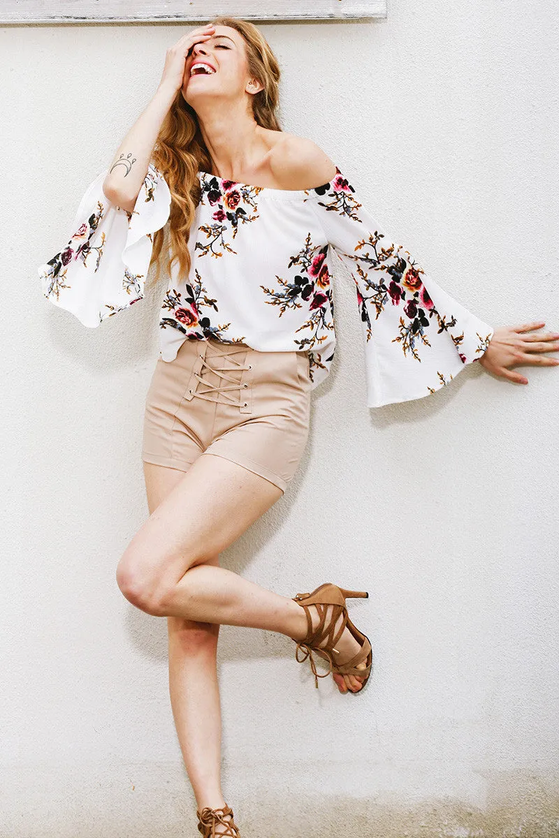 Off shoulder chiffon blouse shirt
