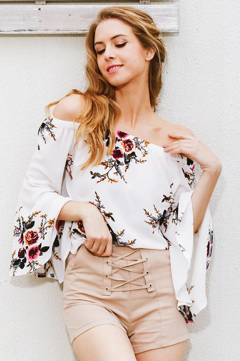 Off shoulder chiffon blouse shirt