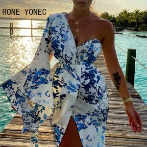 One Shoulder Ruched Dress Casual