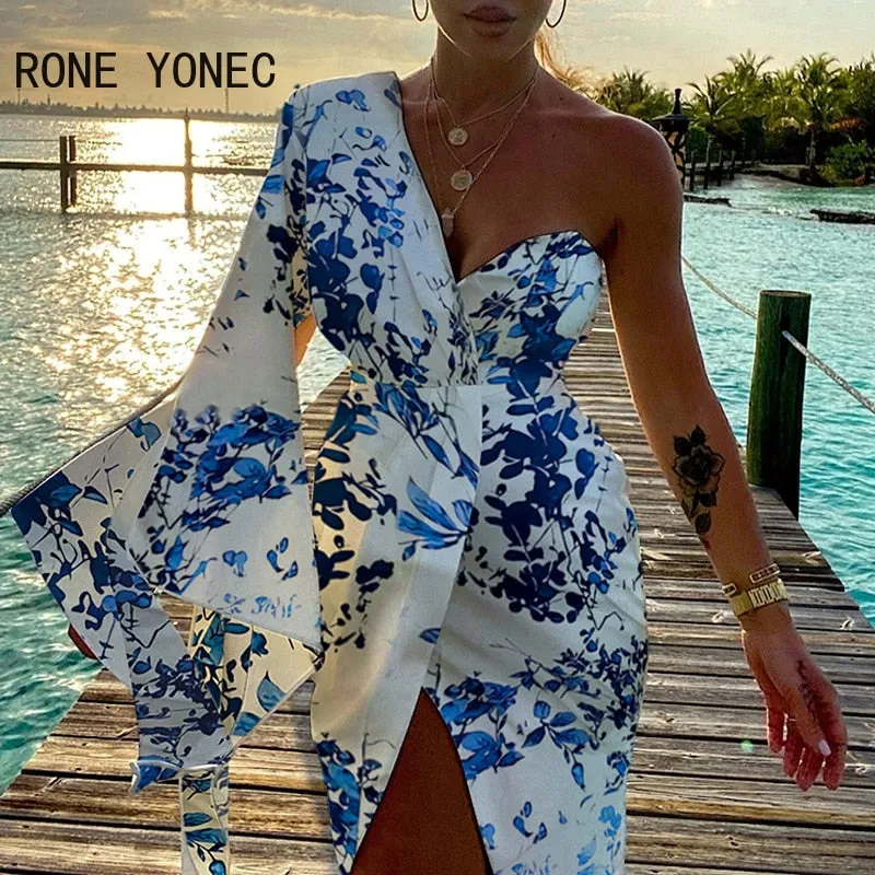One Shoulder Ruched Dress Casual