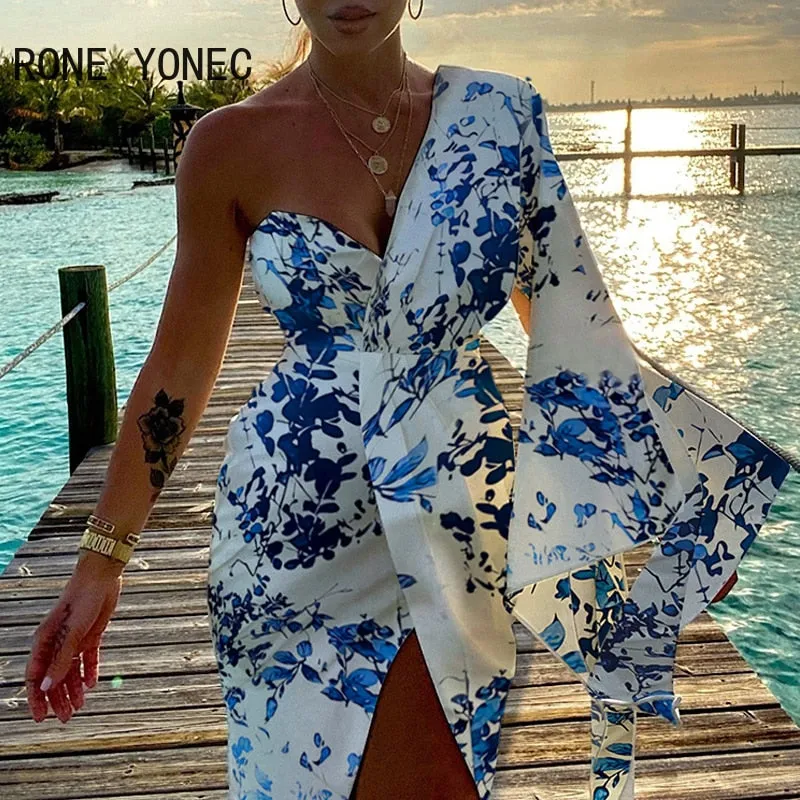 One Shoulder Ruched Dress Casual