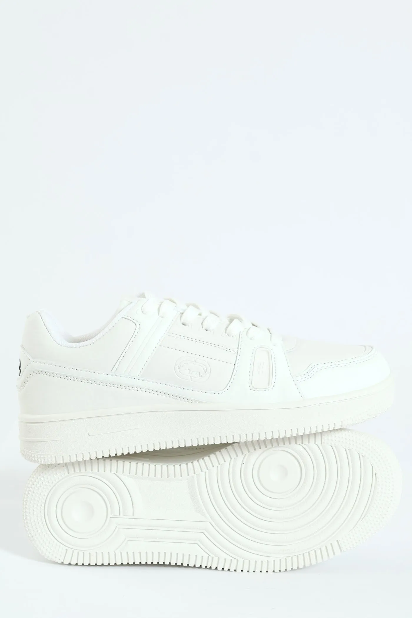 Panelled Closed Toe Lace Up Sneaker - White/White