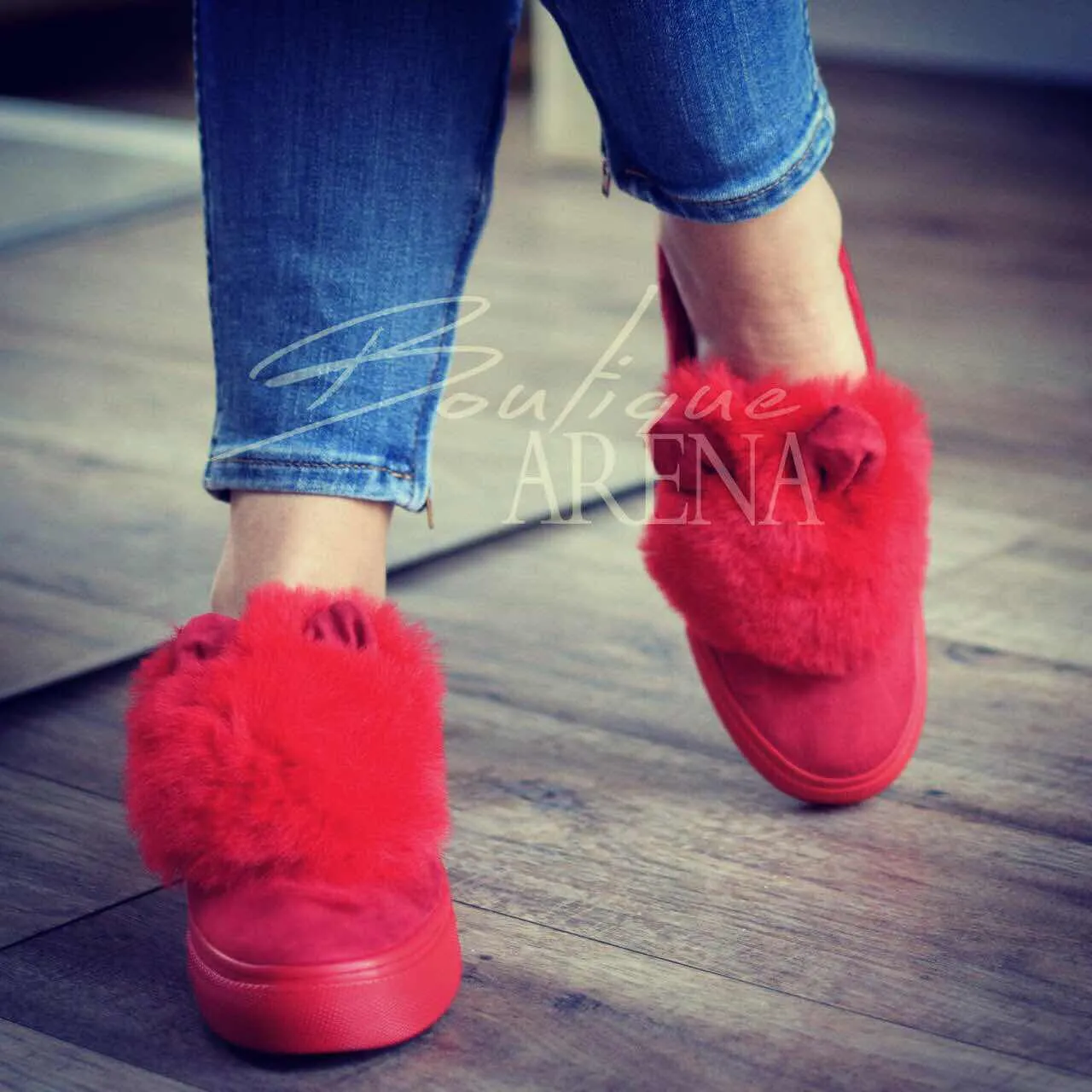 Pantofi casual dama cu urechi Benigno rosii