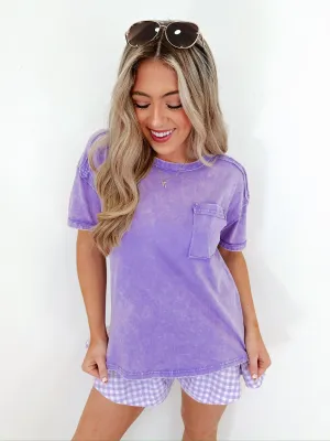 Pax Pocketed Mineral Washed Tee - Lavender
