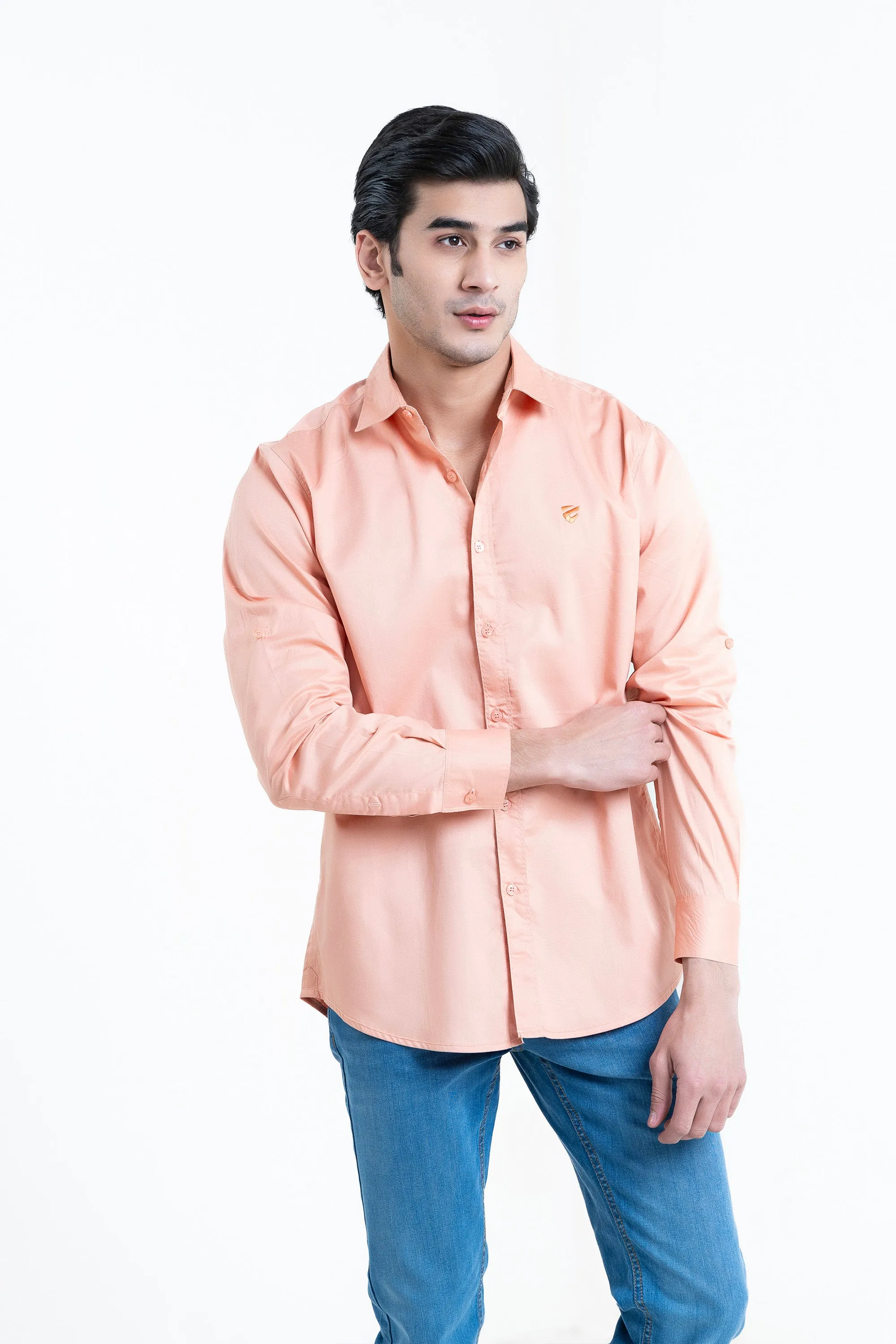 Peach-Orange Casual Shirt