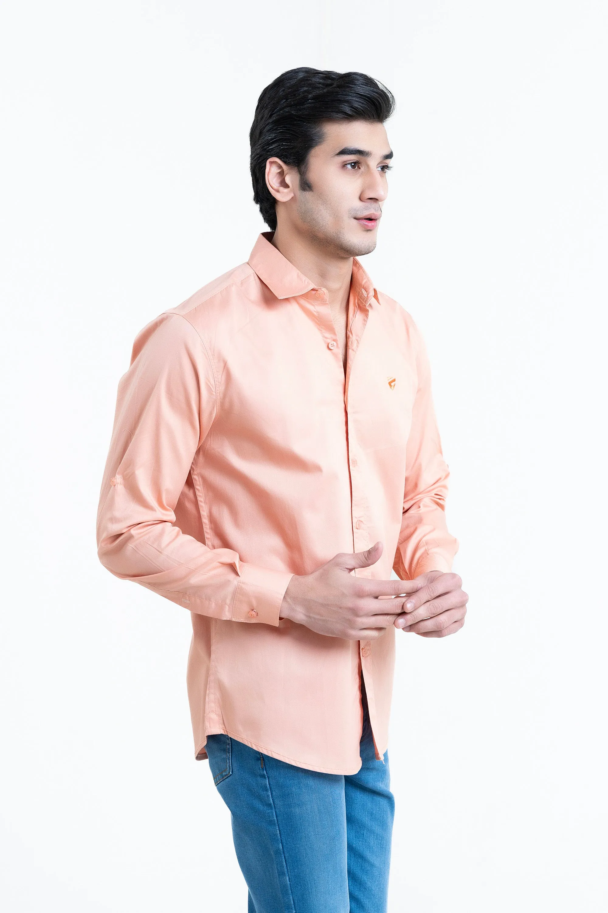 Peach-Orange Casual Shirt