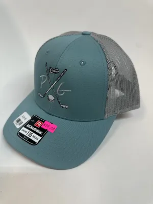 Peanuts and Golf Trucker Golf Hat - Sage/Grey (M/L Adjustable)