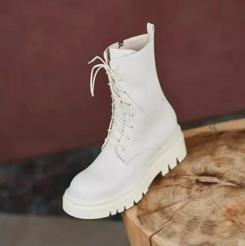 Petite Side Zipper Thicksole Heeled Short Boots TS101