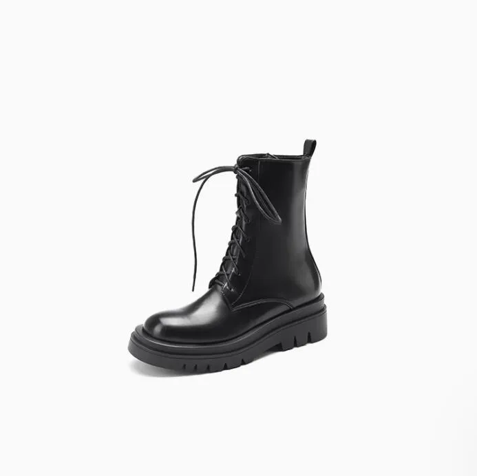 Petite Side Zipper Thicksole Heeled Short Boots TS101