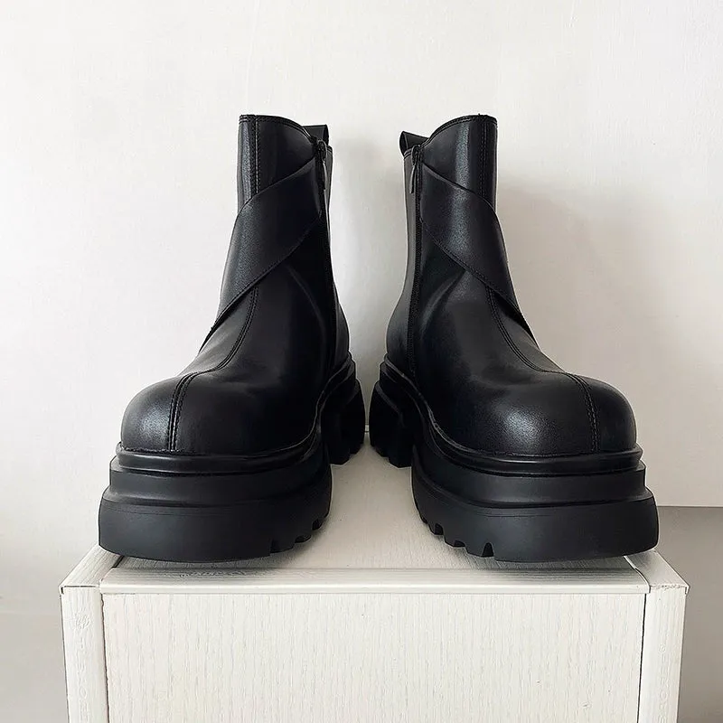 PU Leather Chelsea Boots with Zipper