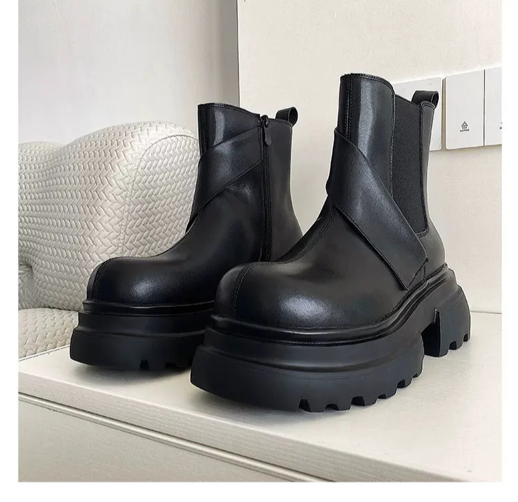 PU Leather Chelsea Boots with Zipper