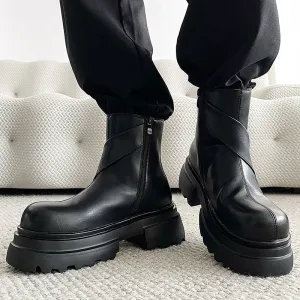 PU Leather Chelsea Boots with Zipper
