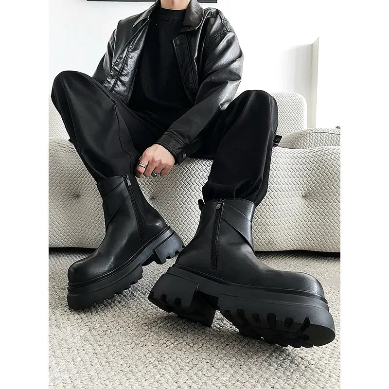 PU Leather Chelsea Boots with Zipper