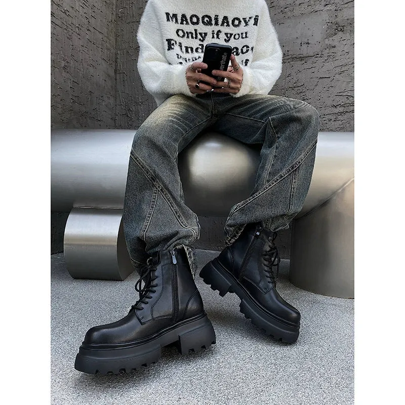 PU Leather Chelsea Boots with Zipper