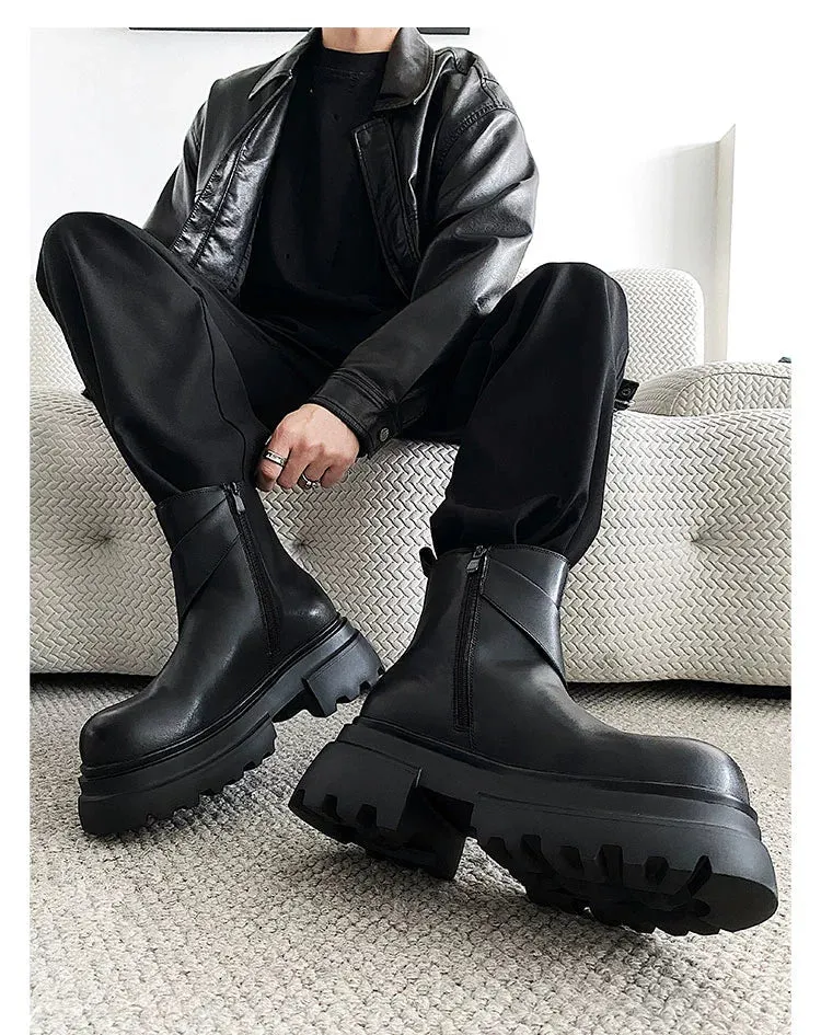 PU Leather Chelsea Boots with Zipper