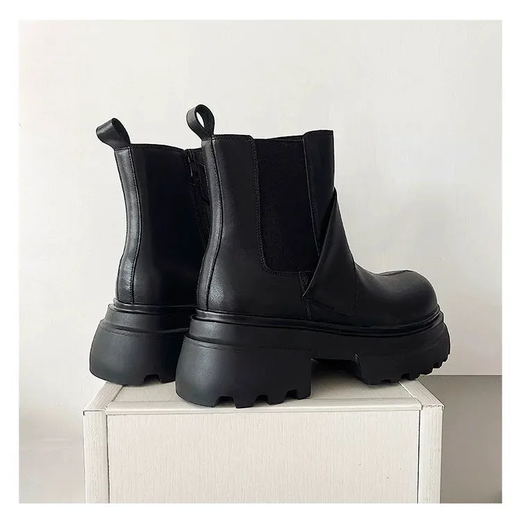PU Leather Chelsea Boots with Zipper
