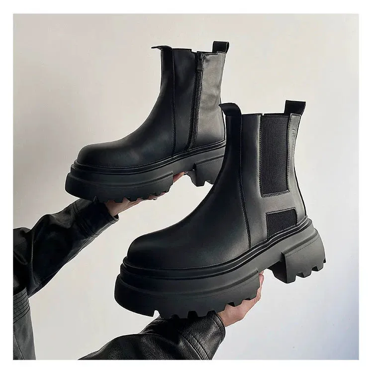 PU Leather Chelsea Boots with Zipper