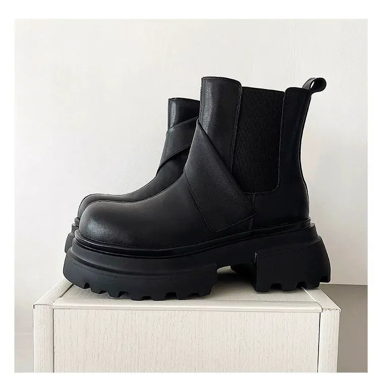 PU Leather Chelsea Boots with Zipper