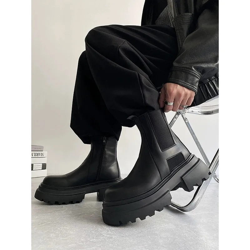 PU Leather Chelsea Boots with Zipper