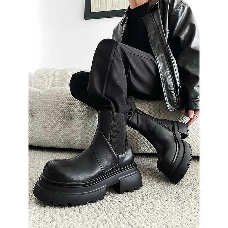 PU Leather Chelsea Boots with Zipper