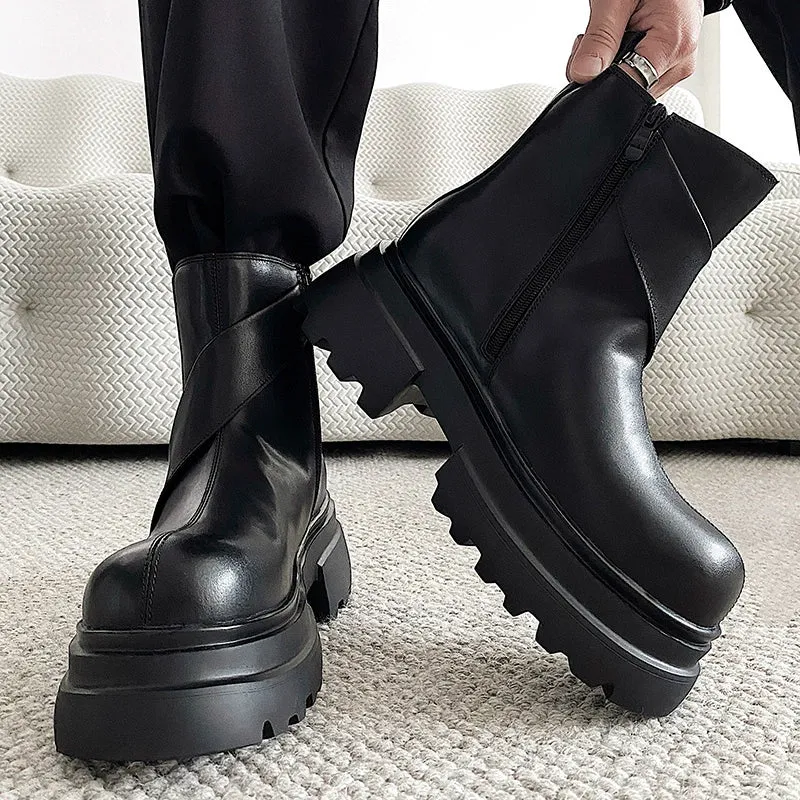 PU Leather Chelsea Boots with Zipper