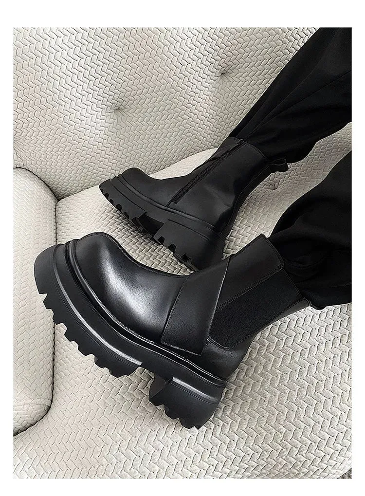 PU Leather Chelsea Boots with Zipper