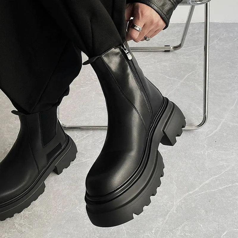 PU Leather Chelsea Boots with Zipper
