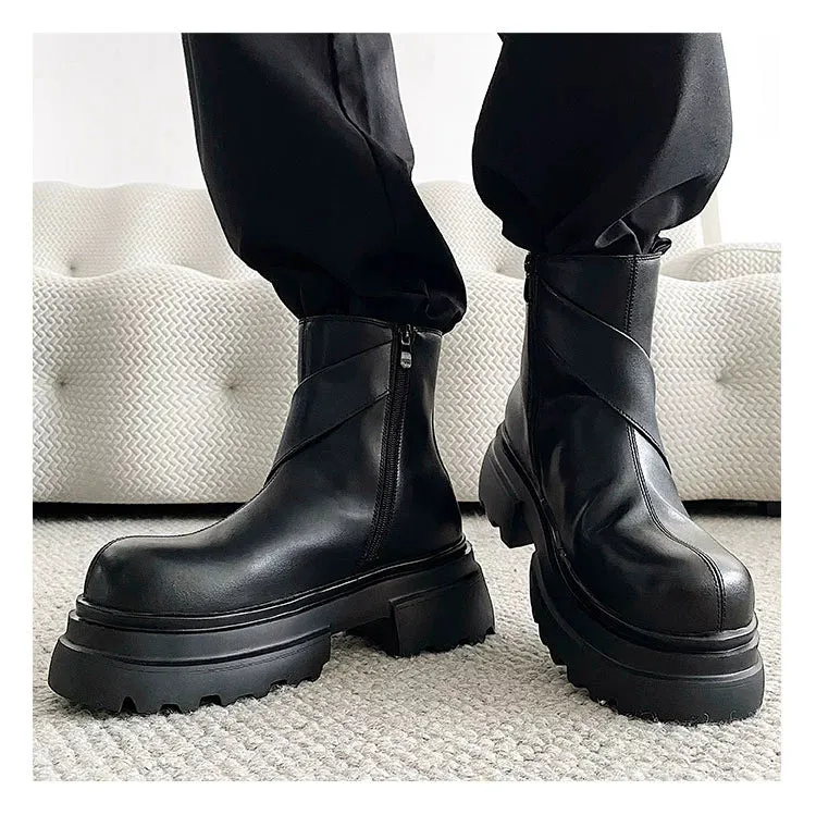 PU Leather Chelsea Boots with Zipper