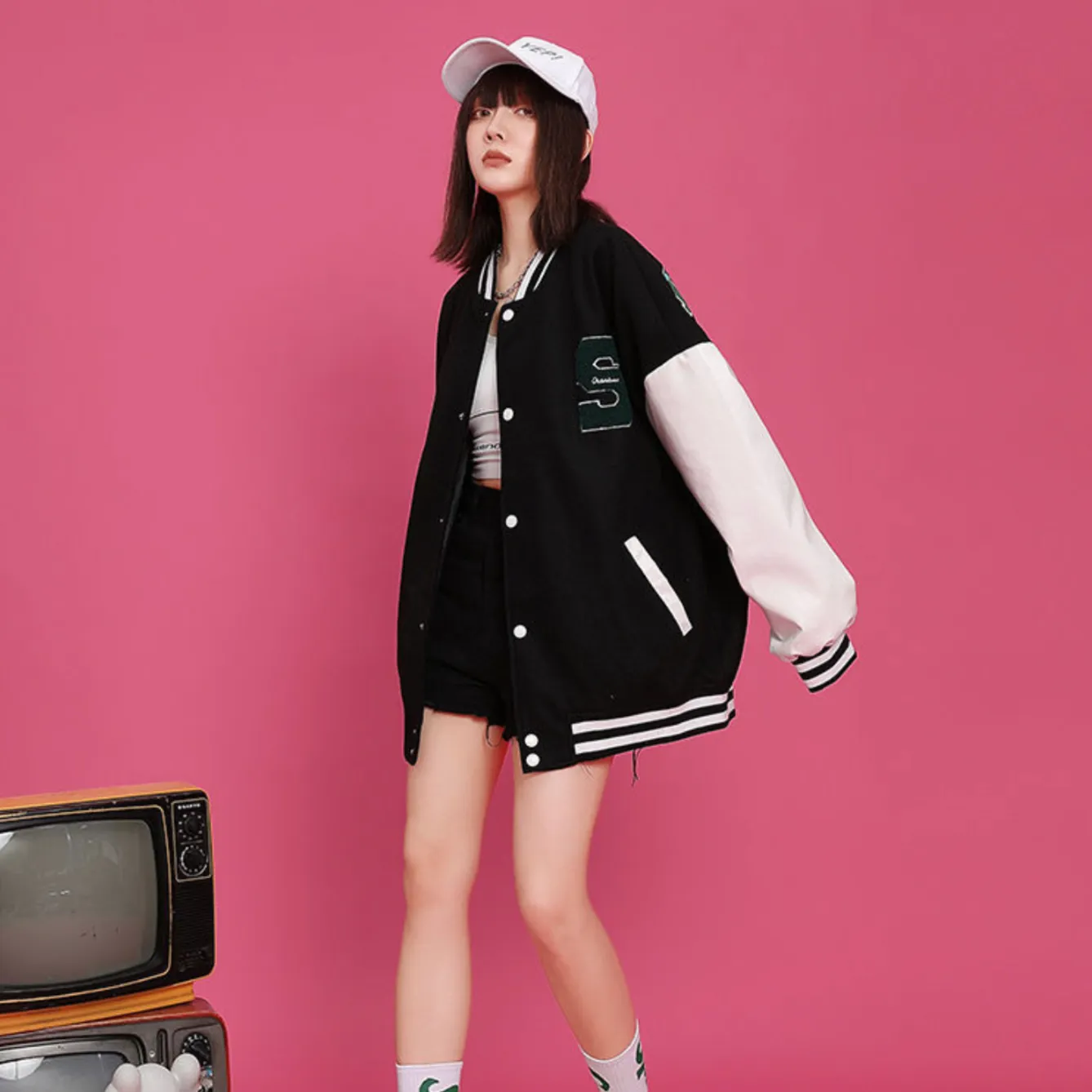 "20" Veste Bombers Baseball Universitaire Noir - URB1™