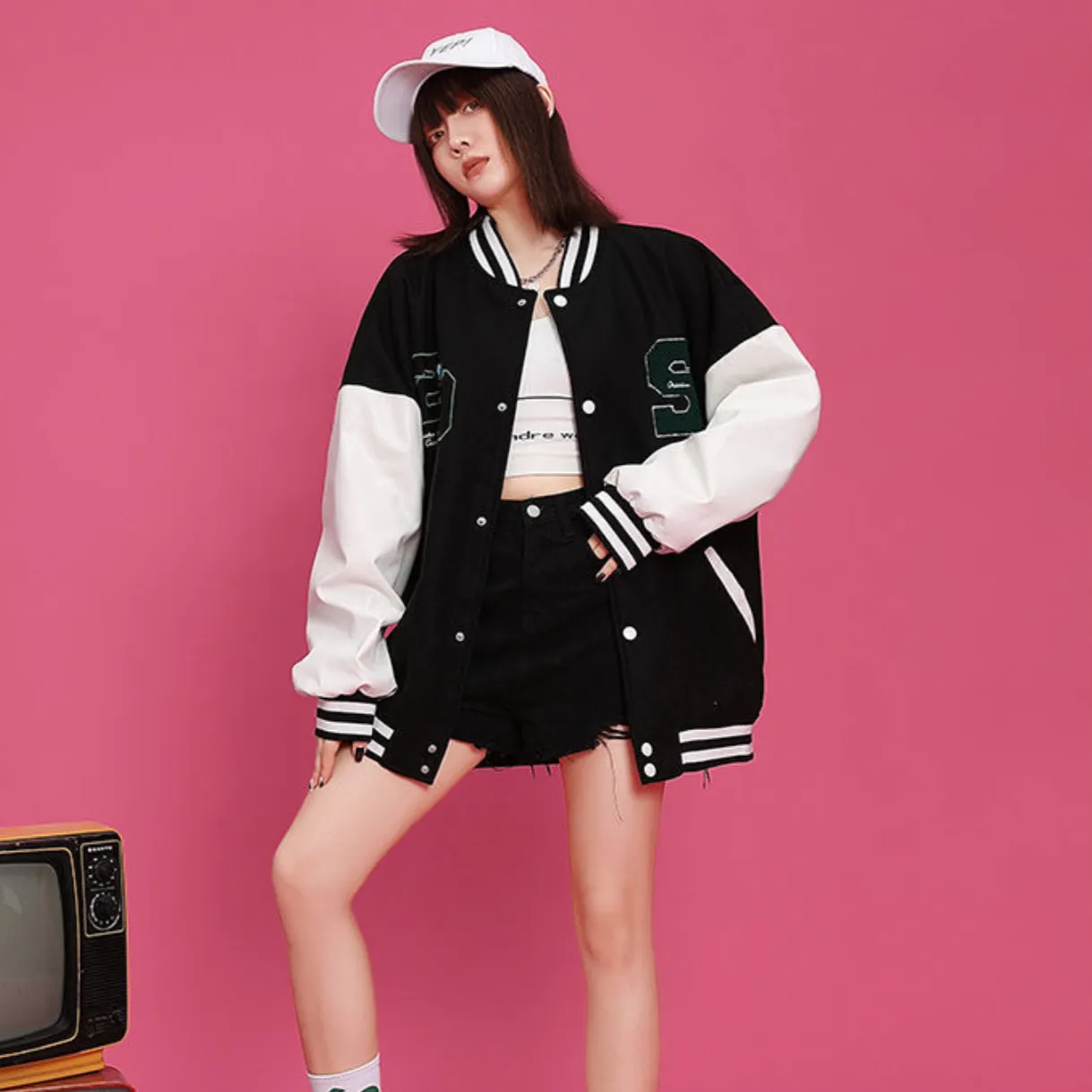 "20" Veste Bombers Baseball Universitaire Noir - URB1™