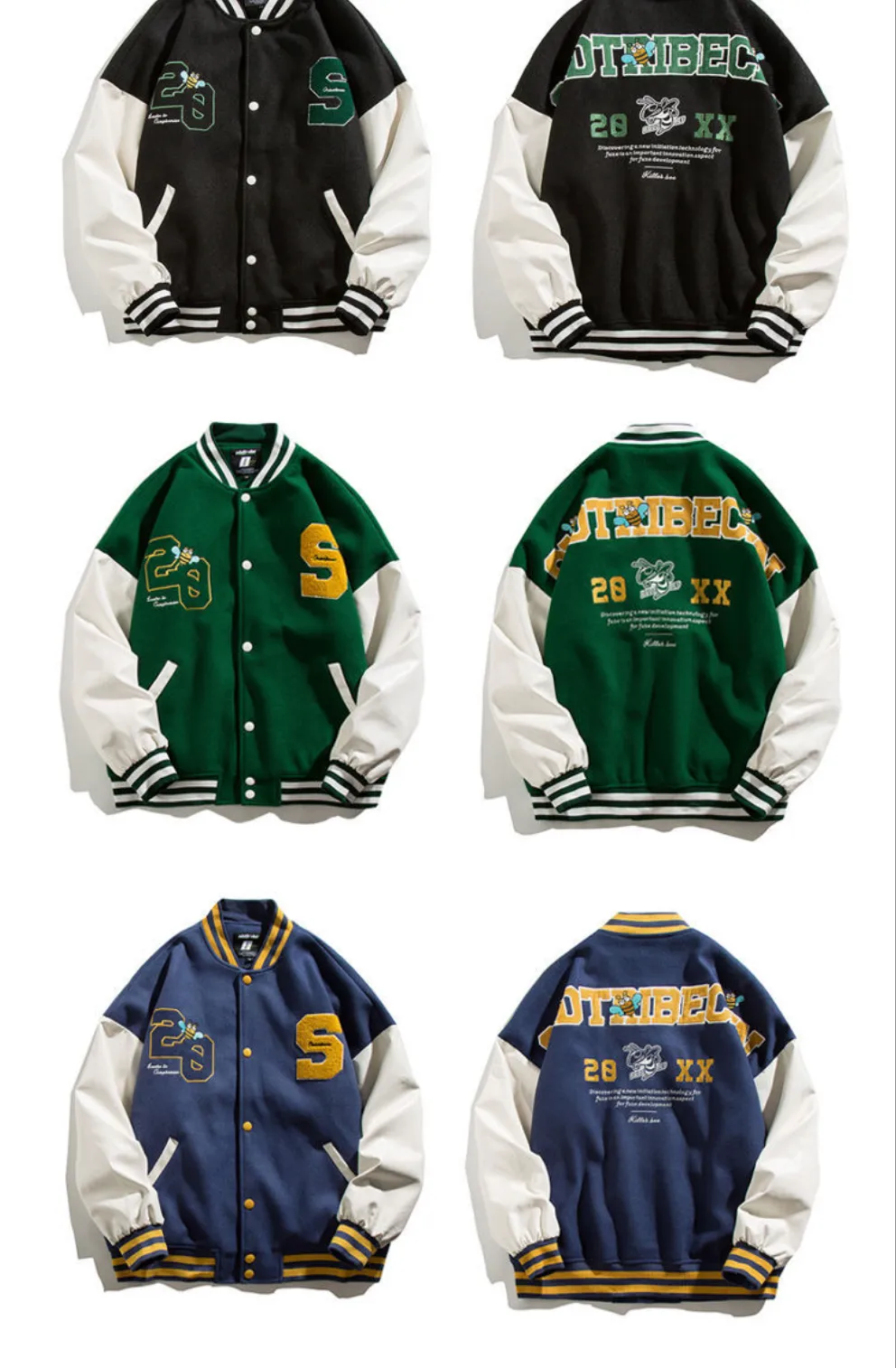 "20" Veste Bombers Baseball Universitaire Noir - URB1™