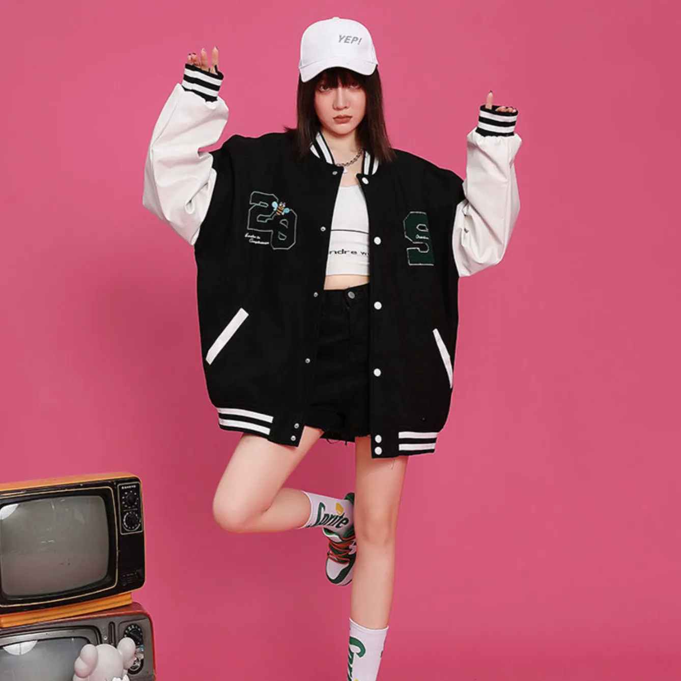 "20" Veste Bombers Baseball Universitaire Noir - URB1™