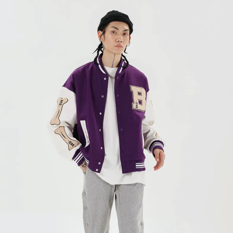 "B" Veste Bombers Versity Jacket Noir - URB1™