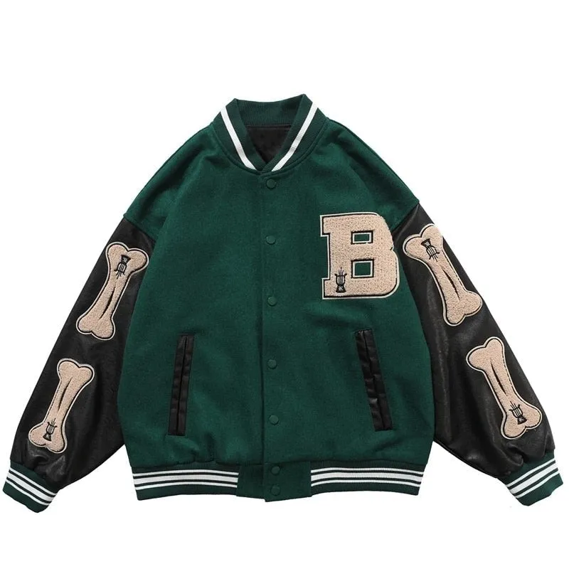 "B" Veste Bombers Versity Jacket Noir - URB1™