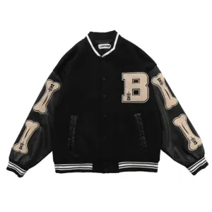 "B" Veste Bombers Versity Jacket Noir - URB1™