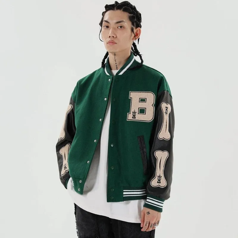 "B" Veste Bombers Versity Jacket Noir - URB1™