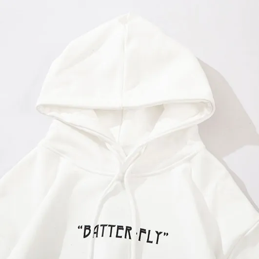 "BUTTERFLY" Sweat-shirt blanc Hoodie à capuche - URB1™