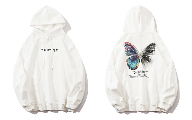 "BUTTERFLY" Sweat-shirt blanc Hoodie à capuche - URB1™