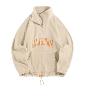 "CALIFORNIA" Sweat-shirt Polaire Col Camionneur Vintage Beige - URB1™