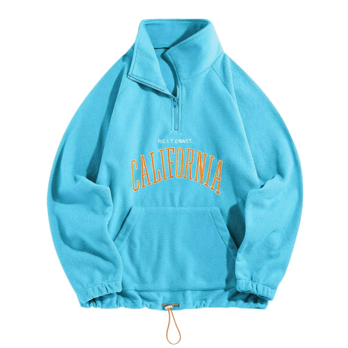 "CALIFORNIA" Sweat-shirt Polaire Col Camionneur Vintage Noir - URB1™