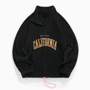 "CALIFORNIA" Sweat-shirt Polaire Col Camionneur Vintage Noir - URB1™