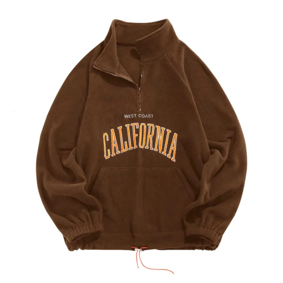 "CALIFORNIA" Sweat-shirt Polaire Col Camionneur Vintage Noir - URB1™
