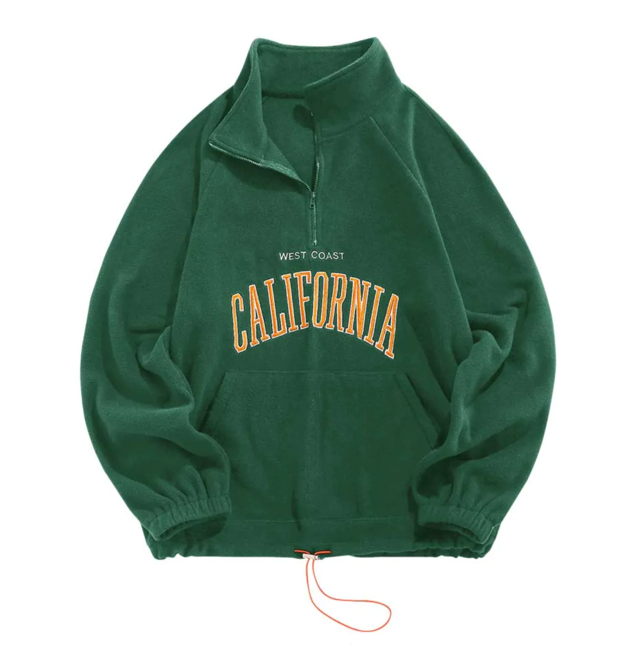 "CALIFORNIA" Sweat-shirt Polaire Col Camionneur Vintage Noir - URB1™