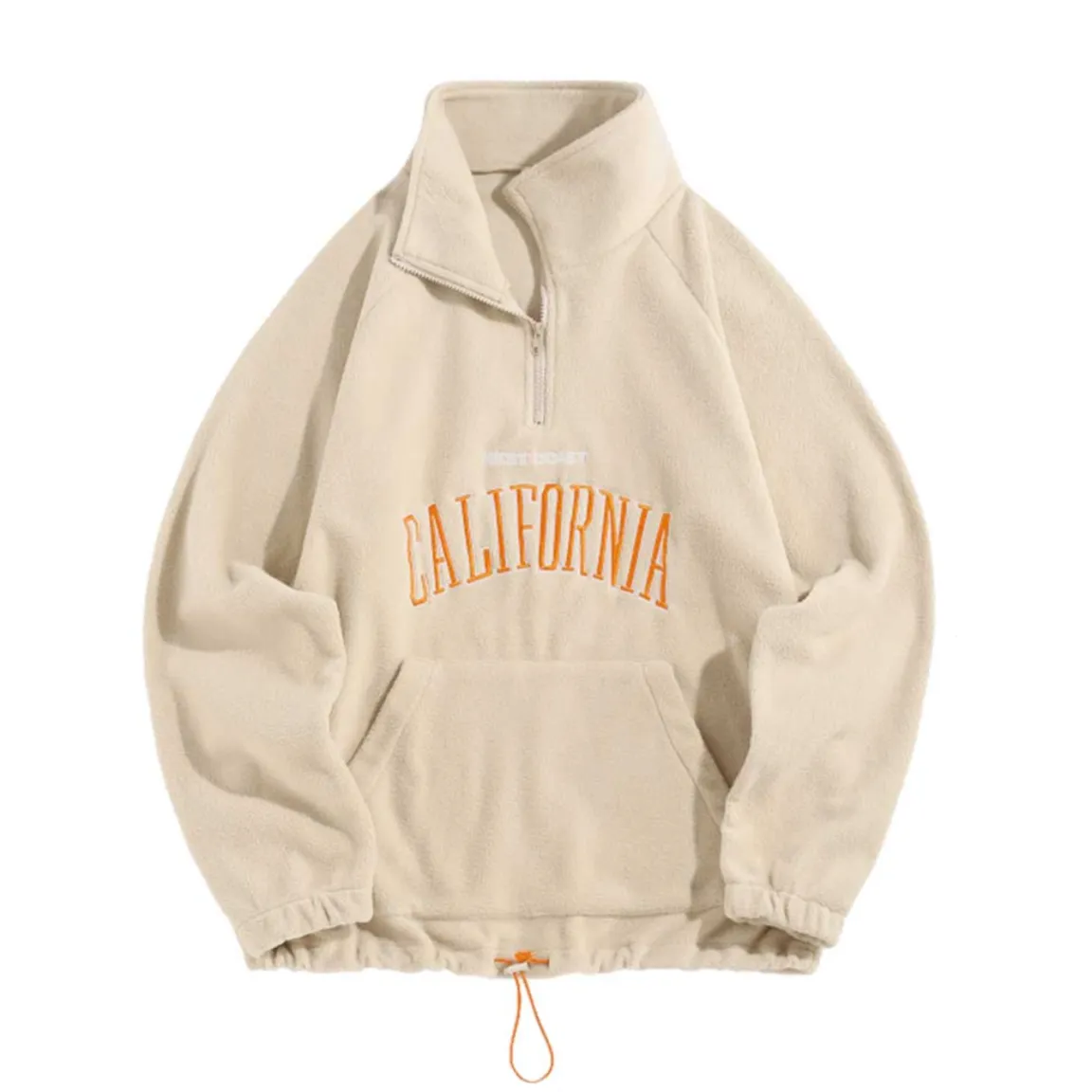 "CALIFORNIA" Sweat-shirt Polaire Col Camionneur Vintage Noir - URB1™