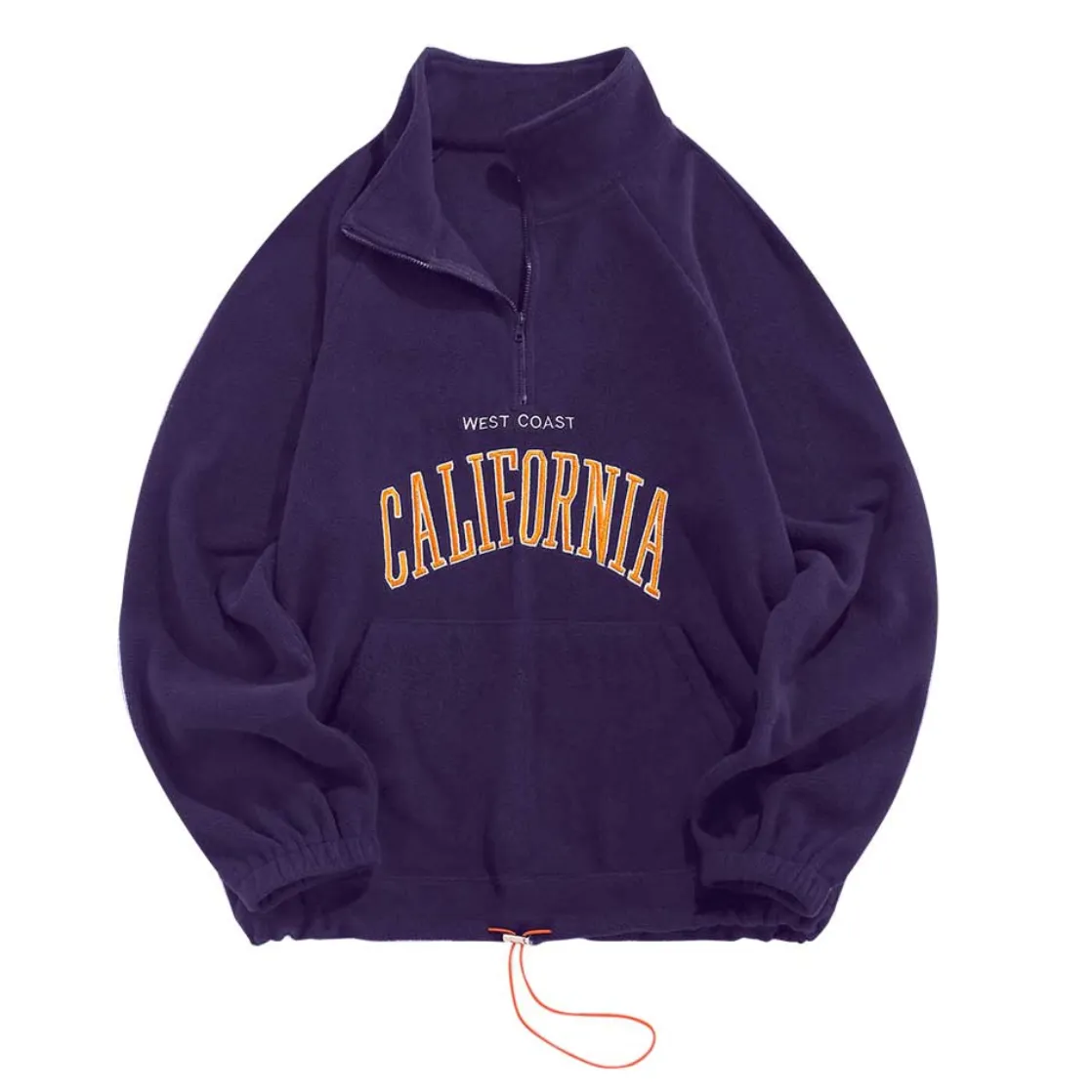 "CALIFORNIA" Sweat-shirt Polaire Col Camionneur Vintage Noir - URB1™